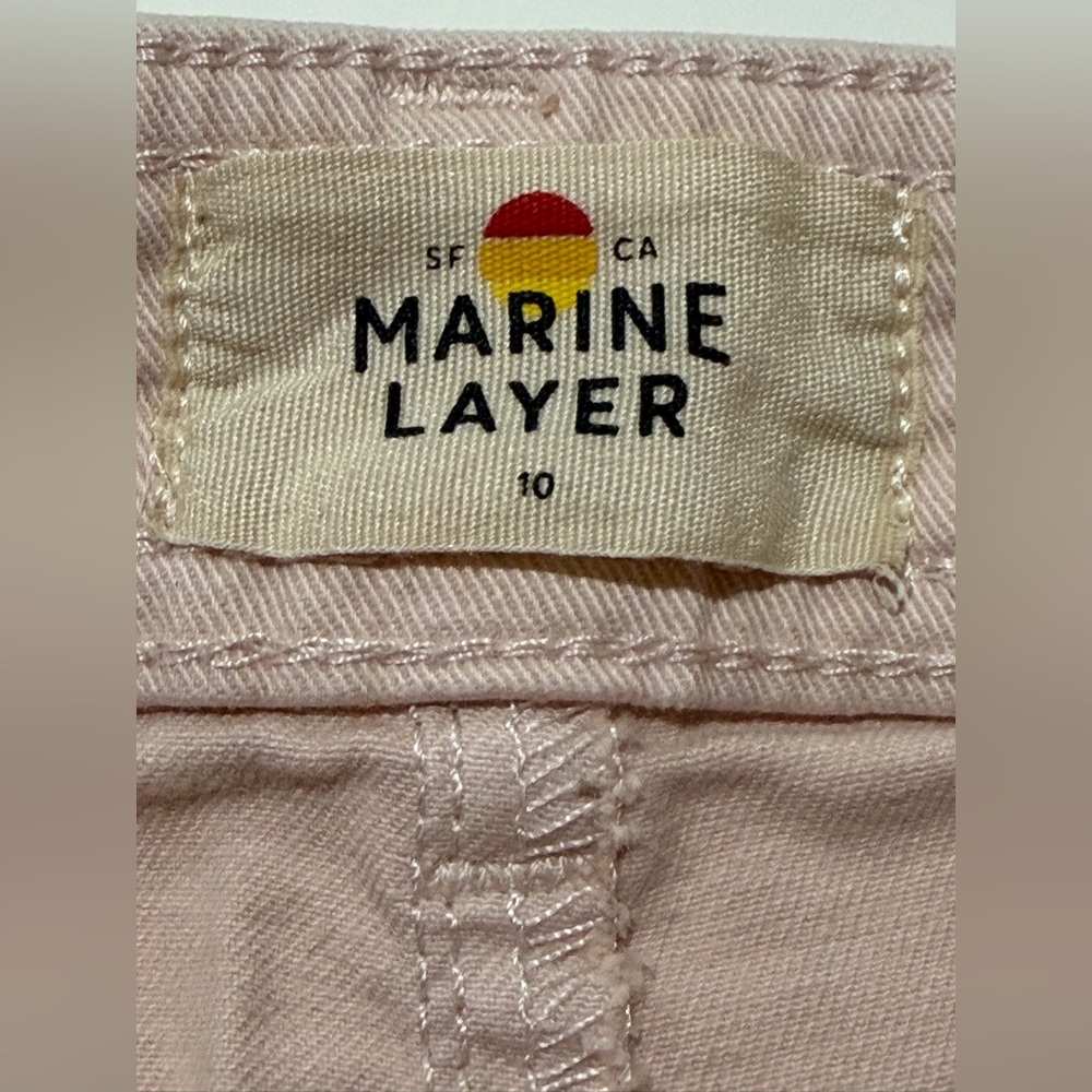 Marine Layer Allison Wide Leg Crop Pants Pink Size 10 Cotton Stretch High Rise - Picture 4 of 7